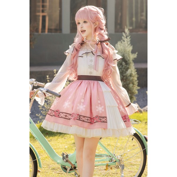 Nikki Tomorrow Perfect Score White Pink Printed Lolita Dress